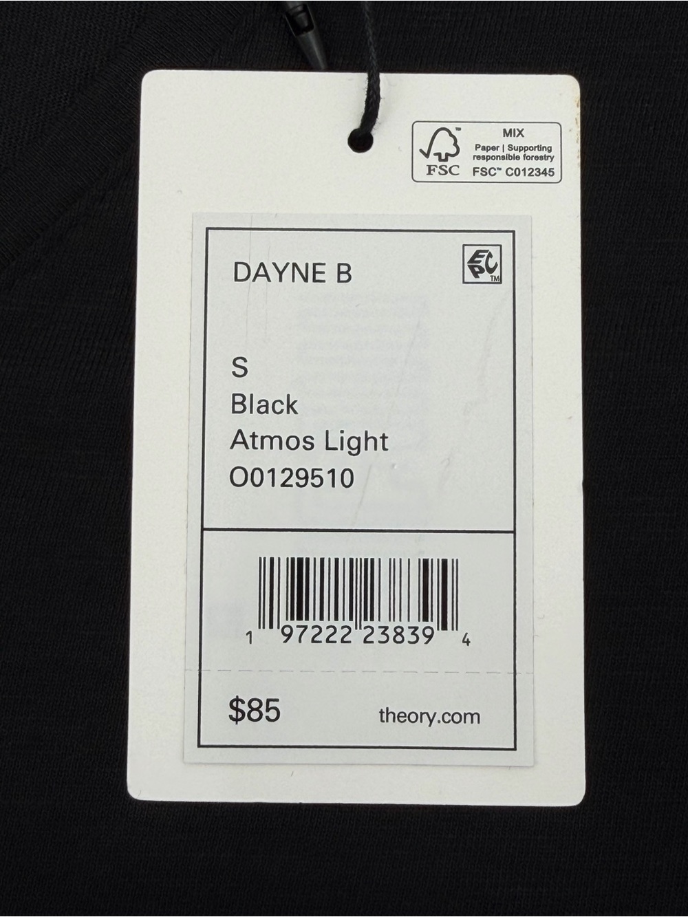 Theory Dayne B Atmos Light Modal Blend V-Neck Tee Black Size Small NWT - Picture 7 of 10